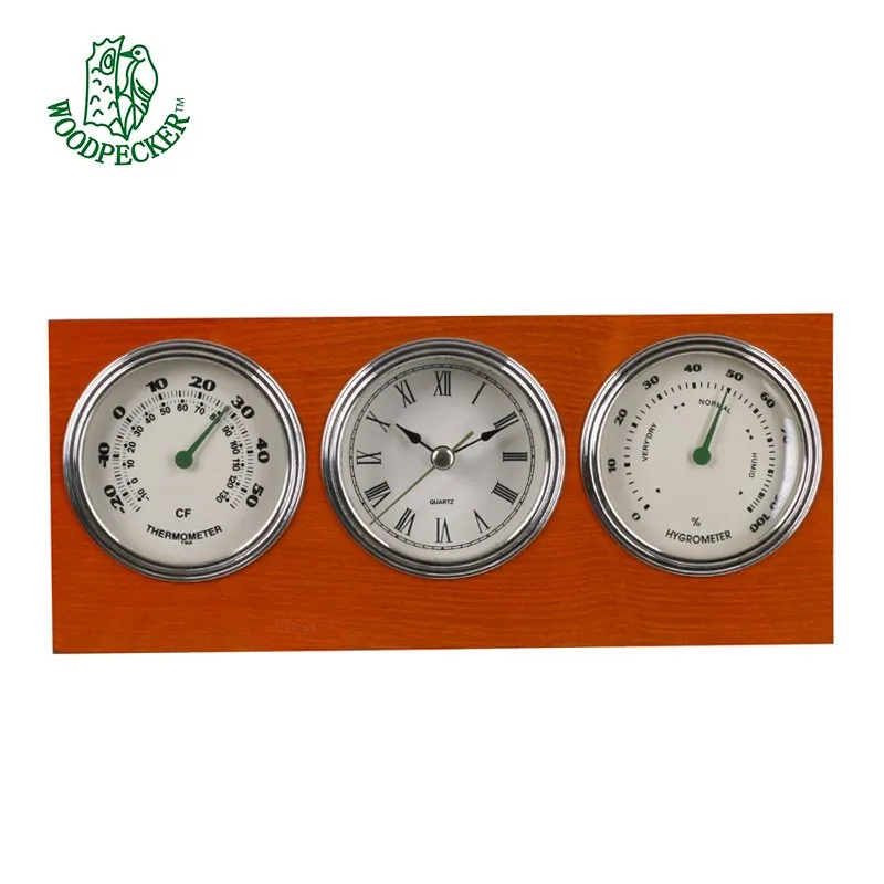 Термометар са сатом од природног дрвета